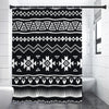 Black And White Aztec Pattern Print Premium Shower Curtain