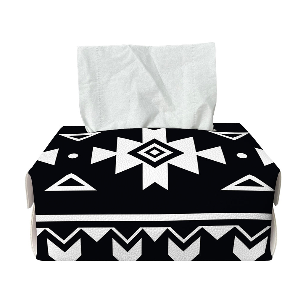 Black And White Aztec Pattern Print Rectangle Tissue Box Cover