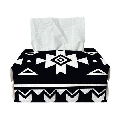 Black And White Aztec Pattern Print Rectangle Tissue Box Cover