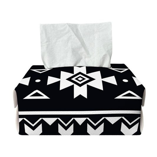 Black And White Aztec Pattern Print Rectangle Tissue Box Cover