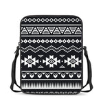 Black And White Aztec Pattern Print Rectangular Crossbody Bag