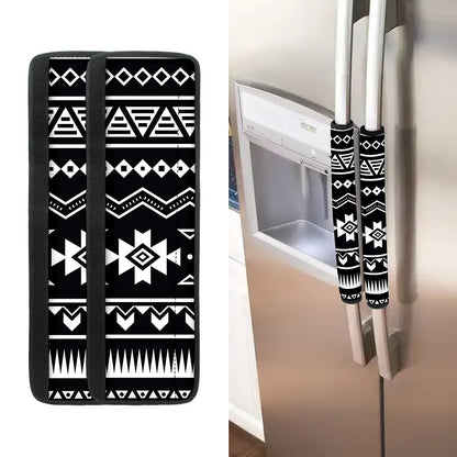 Black And White Aztec Pattern Print Refrigerator Handle Covers