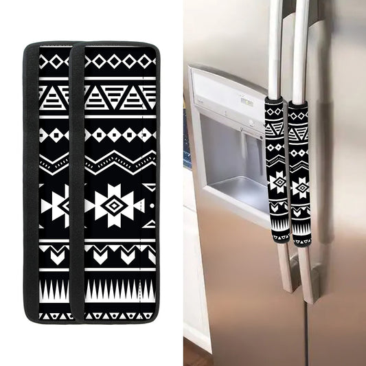 Black And White Aztec Pattern Print Refrigerator Handle Covers