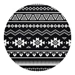 Black And White Aztec Pattern Print Round Blanket