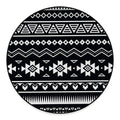 Black And White Aztec Pattern Print Round Floor Mat