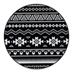 Black And White Aztec Pattern Print Round Floor Mat