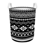 Black And White Aztec Pattern Print Round Laundry Basket