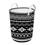 Black And White Aztec Pattern Print Round Laundry Basket
