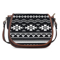 Black And White Aztec Pattern Print Saddle Bag