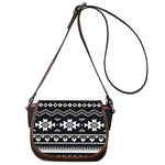 Black And White Aztec Pattern Print Saddle Bag