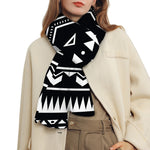 Black And White Aztec Pattern Print Scarf