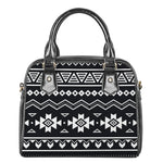 Black And White Aztec Pattern Print Shoulder Handbag