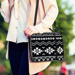 Black And White Aztec Pattern Print Shoulder Strap Bible Bag