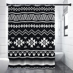 Black And White Aztec Pattern Print Shower Curtain