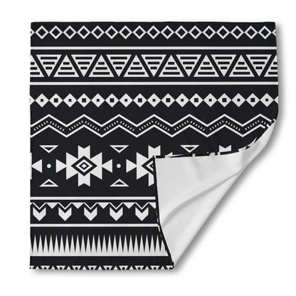 Black And White Aztec Pattern Print Silk Bandana