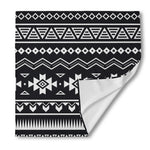 Black And White Aztec Pattern Print Silk Bandana
