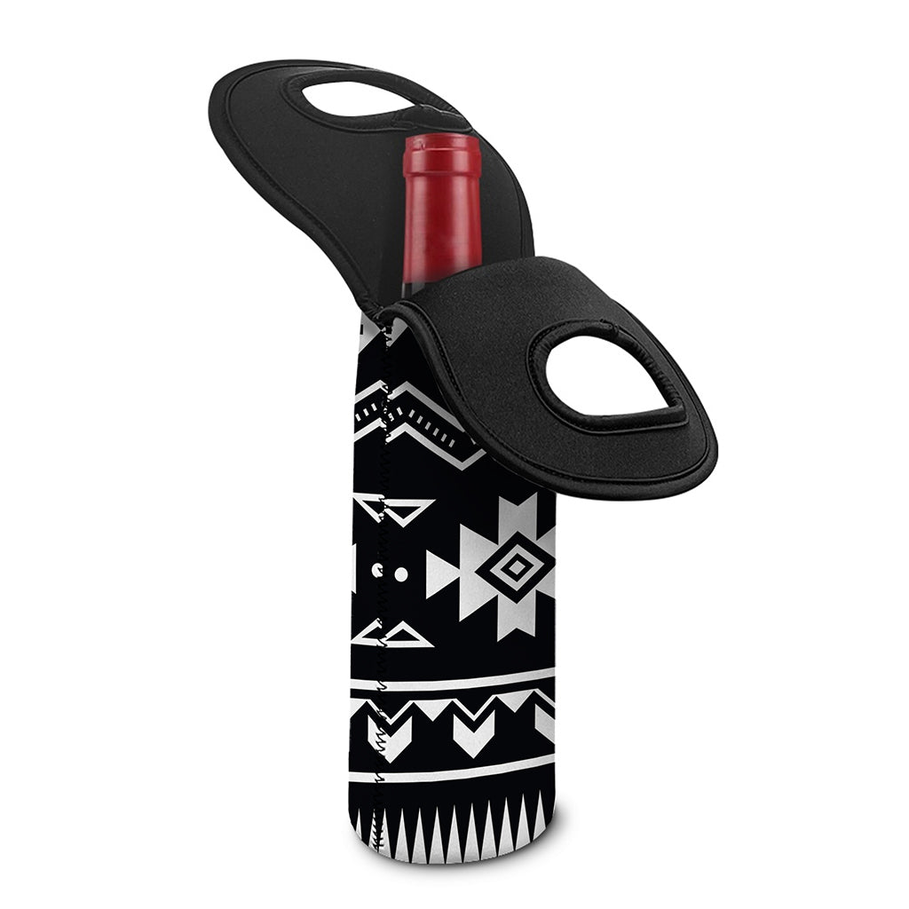 Black And White Aztec Pattern Print Single Neoprene Wine Tote