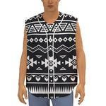Black And White Aztec Pattern Print Sleeveless Baseball Jersey