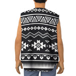 Black And White Aztec Pattern Print Sleeveless Baseball Jersey