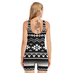 Black And White Aztec Pattern Print Sleeveless One Piece Swimsuit