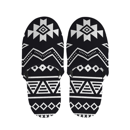 Black And White Aztec Pattern Print Slippers