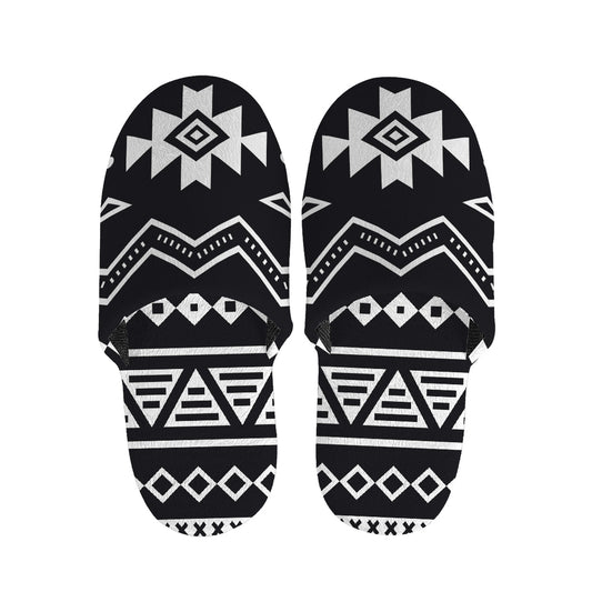 Black And White Aztec Pattern Print Slippers