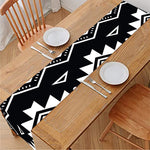 Black And White Aztec Pattern Print Table Runner