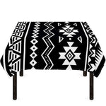 Black And White Aztec Pattern Print Tablecloth