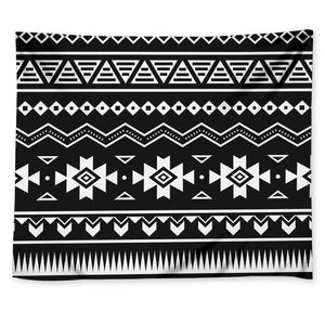 Black And White Aztec Pattern Print Tapestry