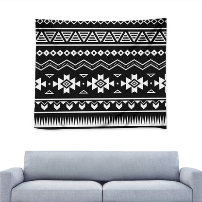 Black And White Aztec Pattern Print Tapestry