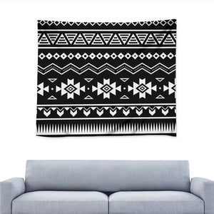 Black And White Aztec Pattern Print Tapestry