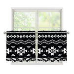 Black And White Aztec Pattern Print Tier Curtains