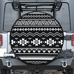 Black And White Aztec Pattern Print Tire Cover