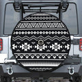 Black And White Aztec Pattern Print Tire Cover With Camera Hole