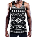 Black And White Aztec Pattern Print Men's Workout Tank Top