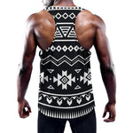 Black And White Aztec Pattern Print Training Tank Top