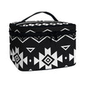 Black And White Aztec Pattern Print Travel Makeup Bag