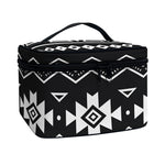 Black And White Aztec Pattern Print Travel Makeup Bag