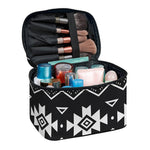 Black And White Aztec Pattern Print Travel Makeup Bag