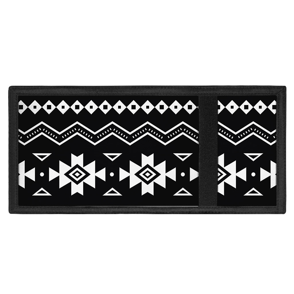 Black And White Aztec Pattern Print Trifold Wallet