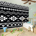 Black And White Aztec Pattern Print Wall Sticker