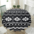 Black And White Aztec Pattern Print Waterproof Round Tablecloth