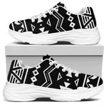 Black And White Aztec Pattern Print White Chunky Shoes