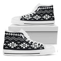 Black And White Aztec Pattern Print White High Top Sneakers