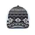 Black And White Aztec Pattern Print White Mesh Trucker Hat