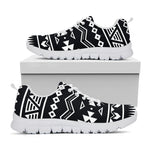 Black And White Aztec Pattern Print White Running Shoes