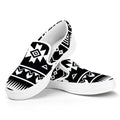 Black And White Aztec Pattern Print White Slip On Sneakers