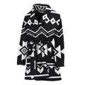 Black And White Aztec Pattern Print Women's Bathrobe