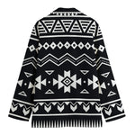 Black And White Aztec Pattern Print Women's Blazer
