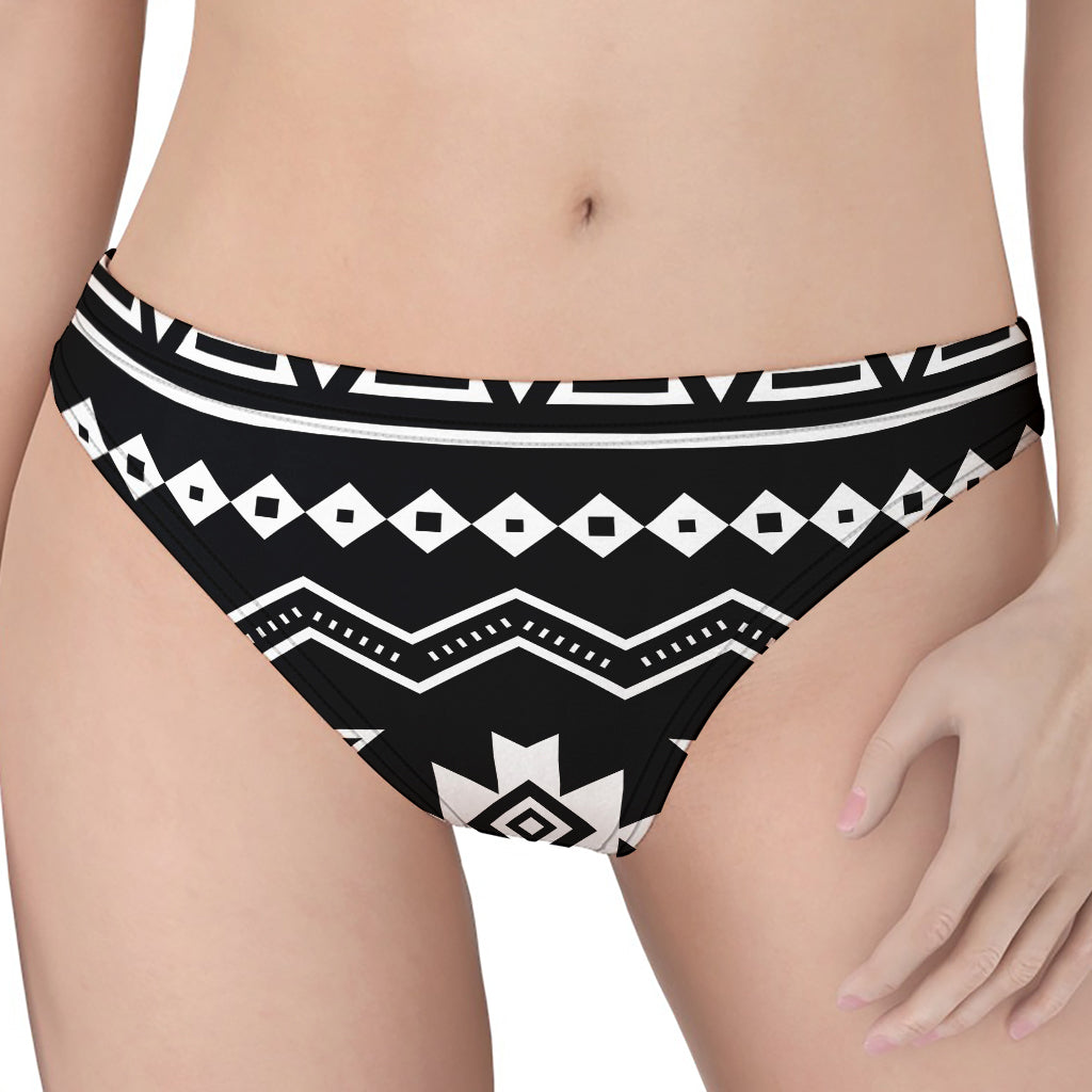 Black And White Aztec Pattern Print Women's Thong